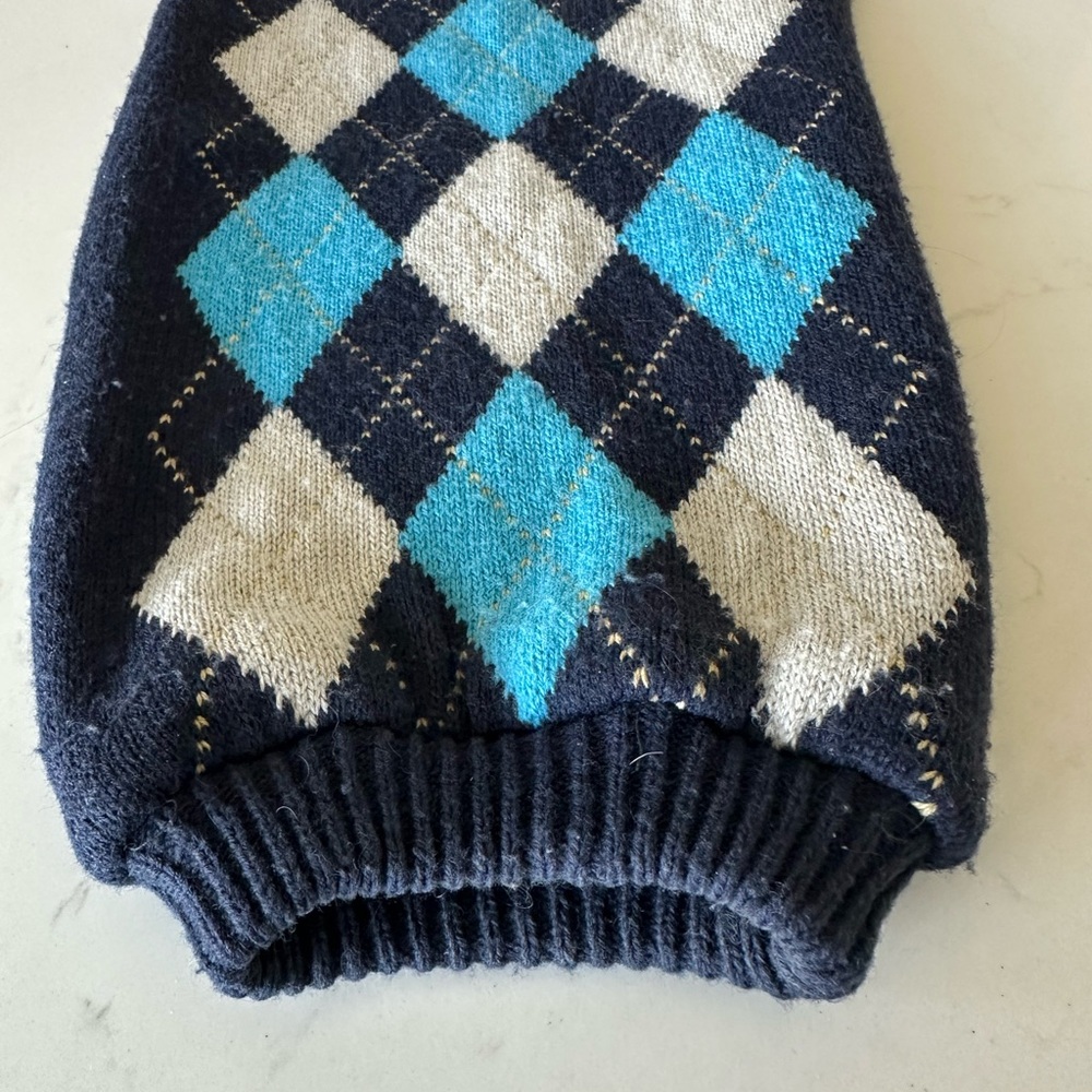 Top Paw Blue and White Argyle Dog Sweater